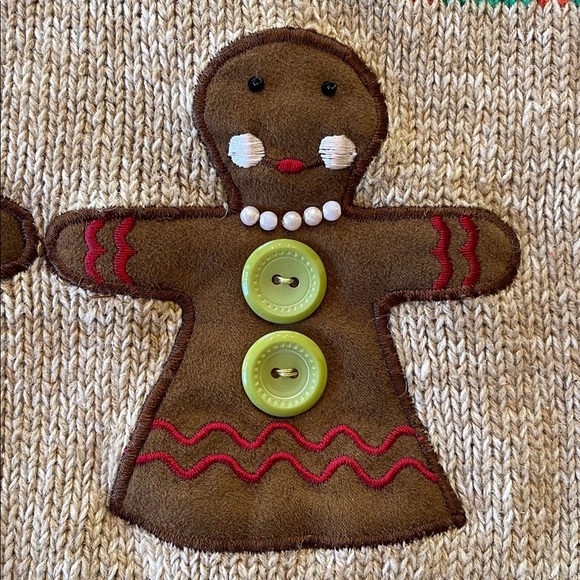 Heirloom Collectibles Christmas Red Vest with Gingerbread Candy Sweater Applique - Picture 5 of 11